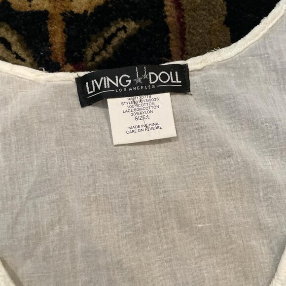 Cream and white lace tank top with a vintage vibe vibes Living doll size large 1 - Picture 2 of 3